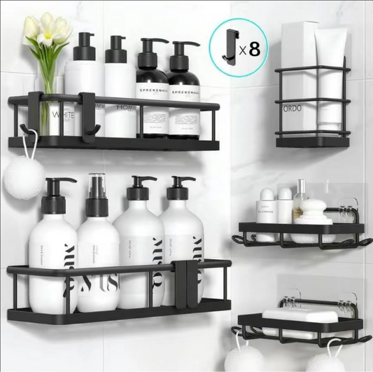 5 Pack Straight Shower Caddy, No Drill Storage Organizer for Home, shower shelves, Kitchen organizer