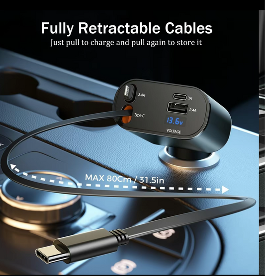 4-in-1 Retractable Car Charger