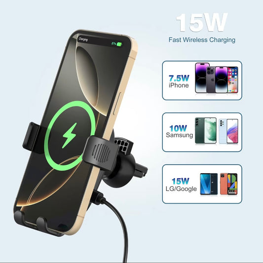 Wireless Car Charger, Phone Holder Kit For Car